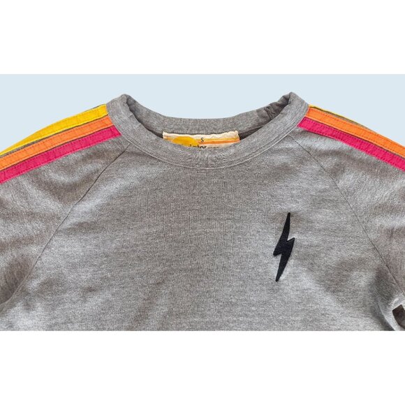 AVIATOR NATION Bolt Embroidered Classic Cropped Crew Neck Top Sz S - Picture 4 of 8